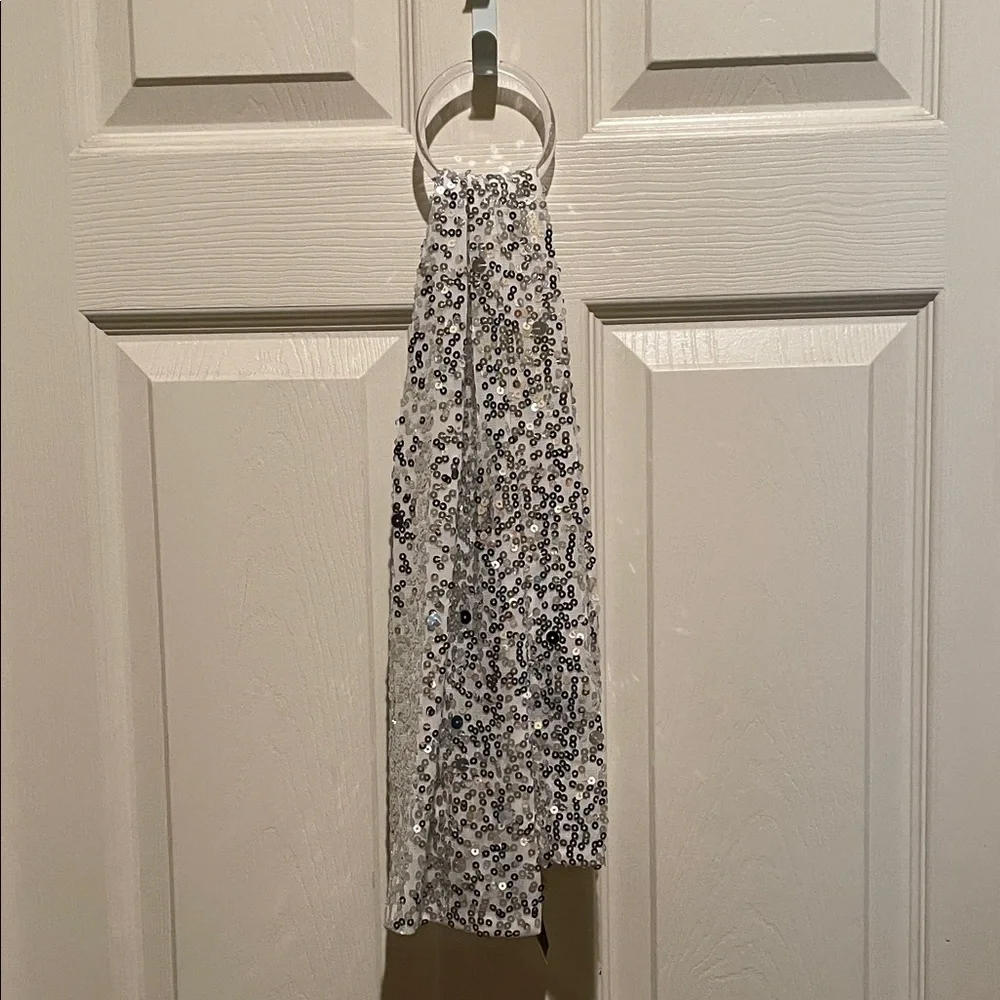 NWT INC Bright White Sequin Scarf; one size